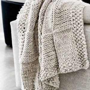 Indulge in Cozy Haven Hand-Knitted Chunky Basketweave Throw for Unrivaled Warmth and Style