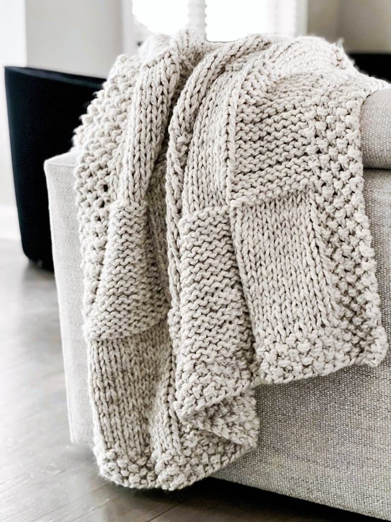 Indulge in Cozy Haven Hand-Knitted Chunky Basketweave Throw for Unrivaled Warmth and Style