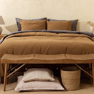 Indulge in Regal Slumber Cinnamon Spice Linen Bedding Set for Unparalleled Comfort