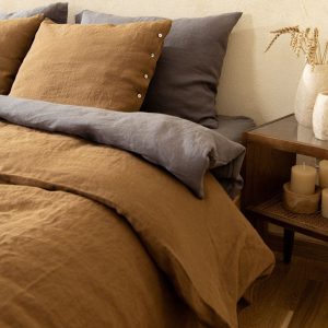 Indulge in Regal Slumber Cinnamon Spice Linen Bedding Set for Unparalleled Comfort