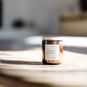 Indulge in the Aromatic Embrace of Freshly Brewed Coffee Non-Toxic Soy Candle in an Amber Jar