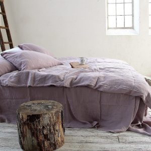 Indulge in the Comfort of Stonewashed Linen WOOD ROSE Fitted Sheet for a Serene Sleep