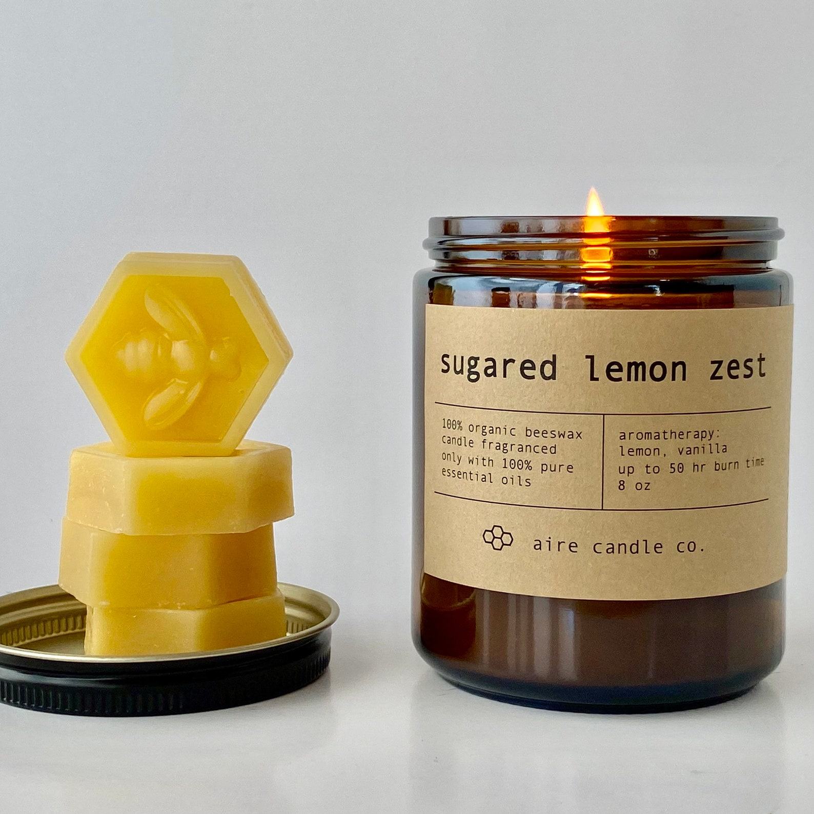 Indulge in the Sweetness of Citrus Sugared Lemon Zest Beeswax Candle
