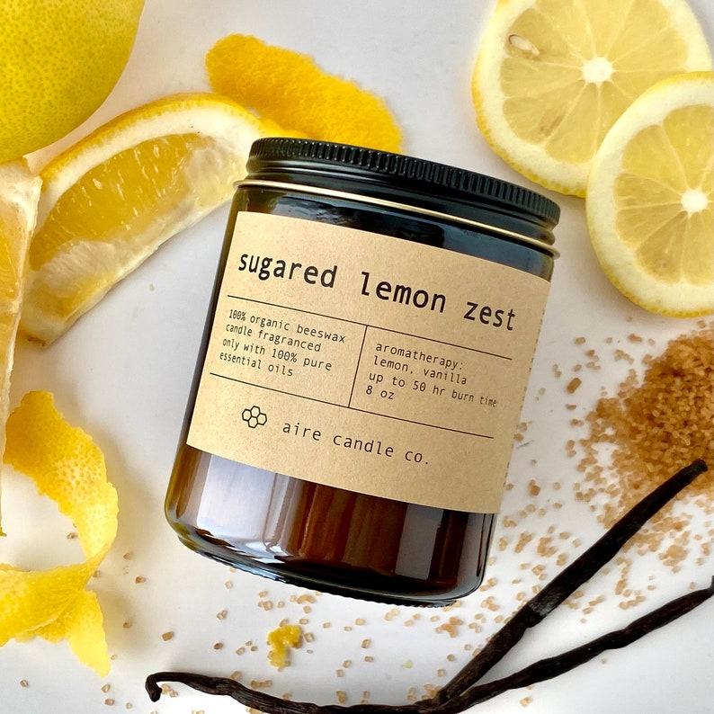Indulge in the Sweetness of Citrus Sugared Lemon Zest Beeswax Candle
