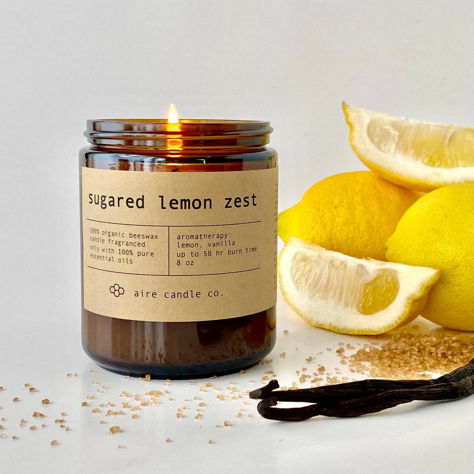 Indulge in the Sweetness of Citrus Sugared Lemon Zest Beeswax Candle