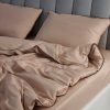 Indulge in Tranquil Slumber Beige Sateen Duvet Cover, 95% Cotton Luxury for a Restful Night