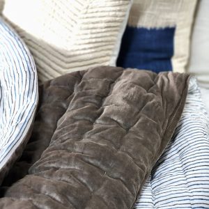 Indulge in Tranquil Slumber Cozy Haven’s Velvet Quilt, Voile Runner, and Soft Throw