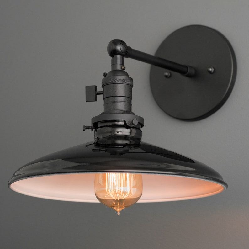 Industrial Chic Black Shade Wall Sconce for Bedside, Bathroom, and More (Model 2911)