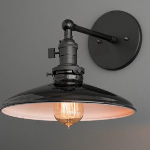Industrial Chic Black Shade Wall Sconce for Bedside, Bathroom, and More (Model 2911)