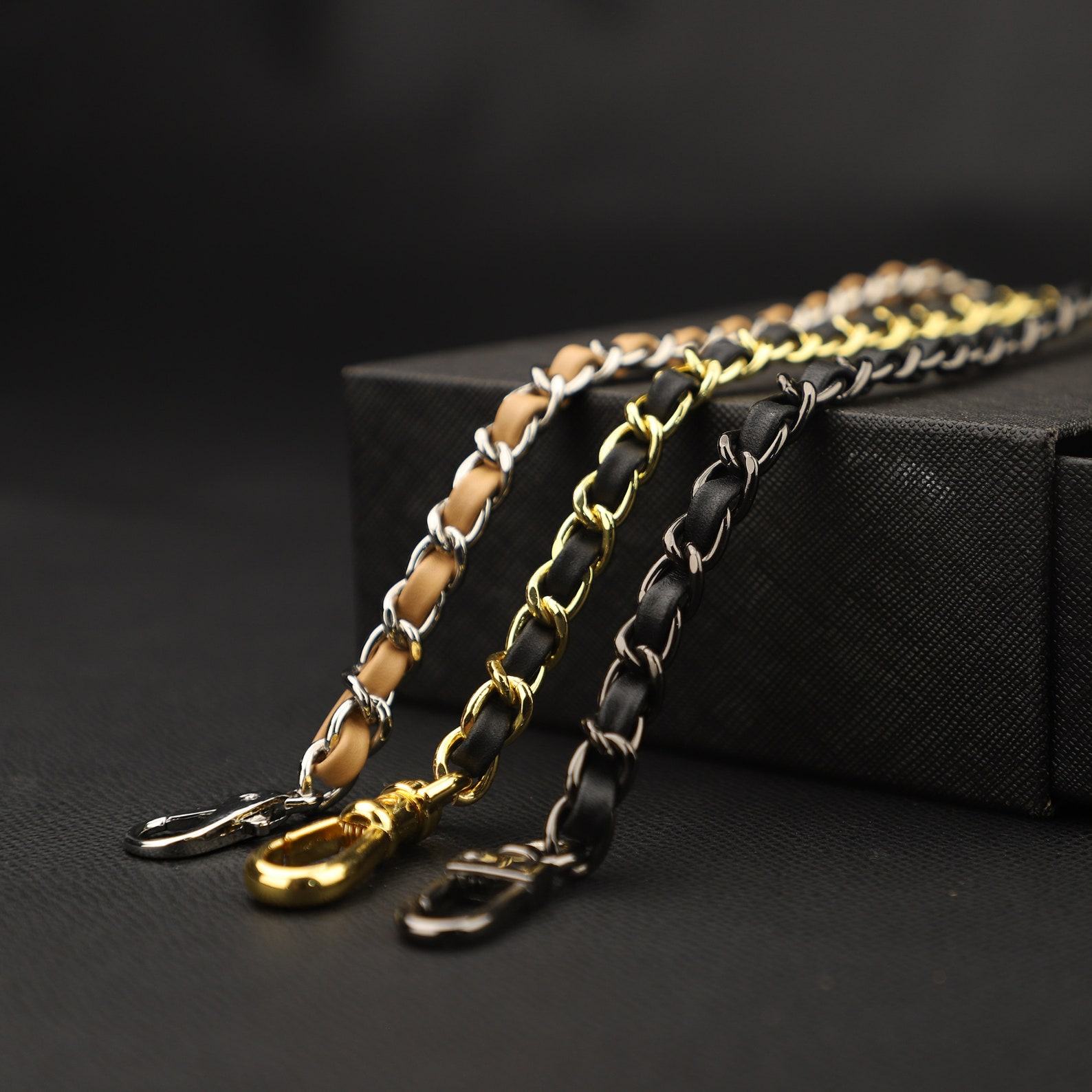 Interchangeable Leather and Metal Chain Handbag Straps Elevate Your Style with Versatility