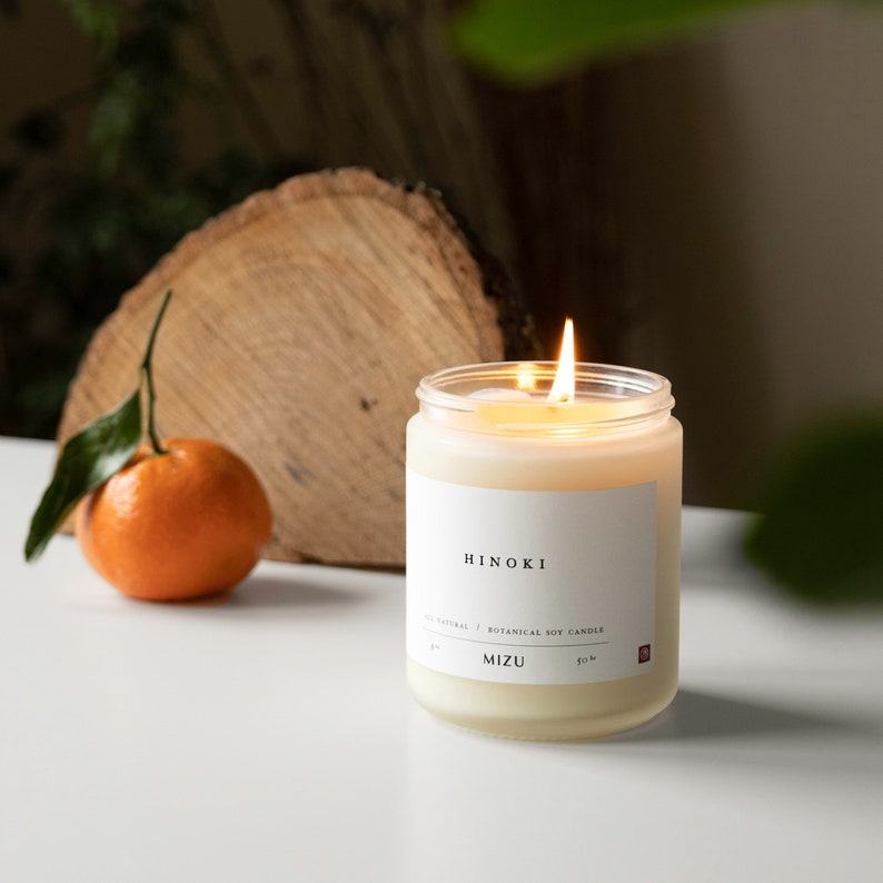 Invigorating Citrus and Woodsy Escape HINOKI Essential Oil Candle – Awaken Your Senses