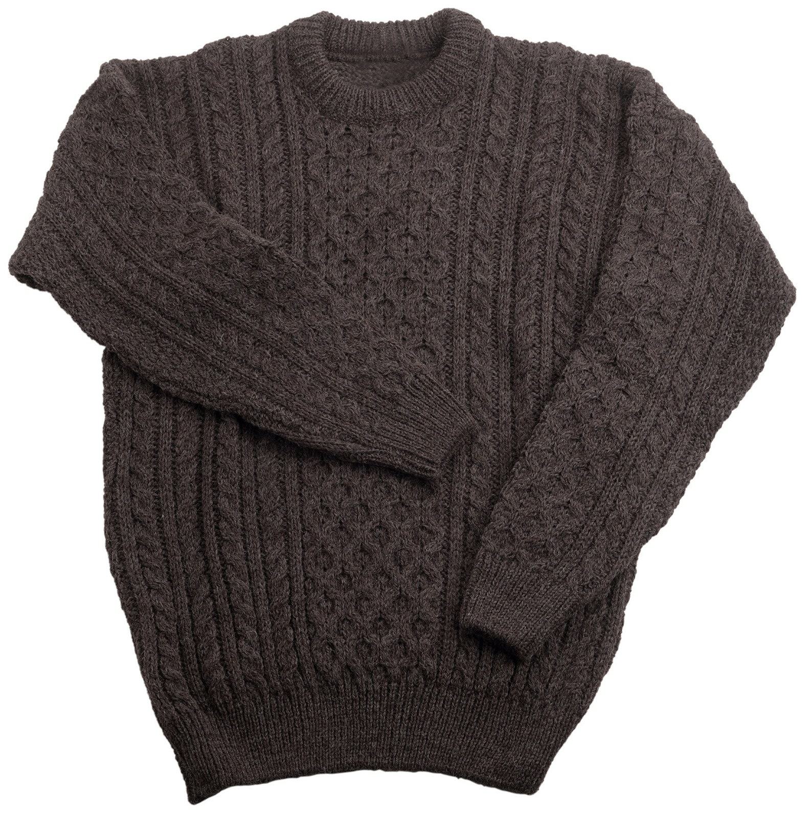 Jacob Wool Sustainable, Fair Trade, UK-Made Aran Sweater in Dark Brown