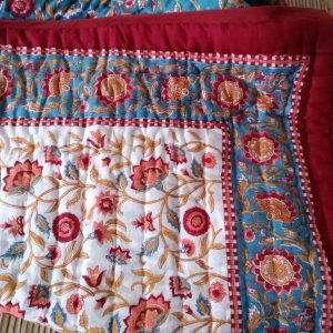 Jaipuri Block Print Quilt Handcrafted Floral Razai for a Vibrant Bedroom