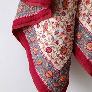 Jaipuri Block Print Quilt Handcrafted Floral Razai for a Vibrant Bedroom