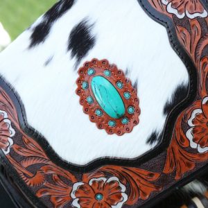 Jessie Jane Fringe Haute Southern Hyde by Beth Marie Tooled Cowhide Purse in Turquoise A Statement of Western Chic