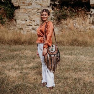 Jessie Jane Fringe Haute Southern Hyde by Beth Marie Tooled Cowhide Purse in Turquoise A Statement of Western Chic