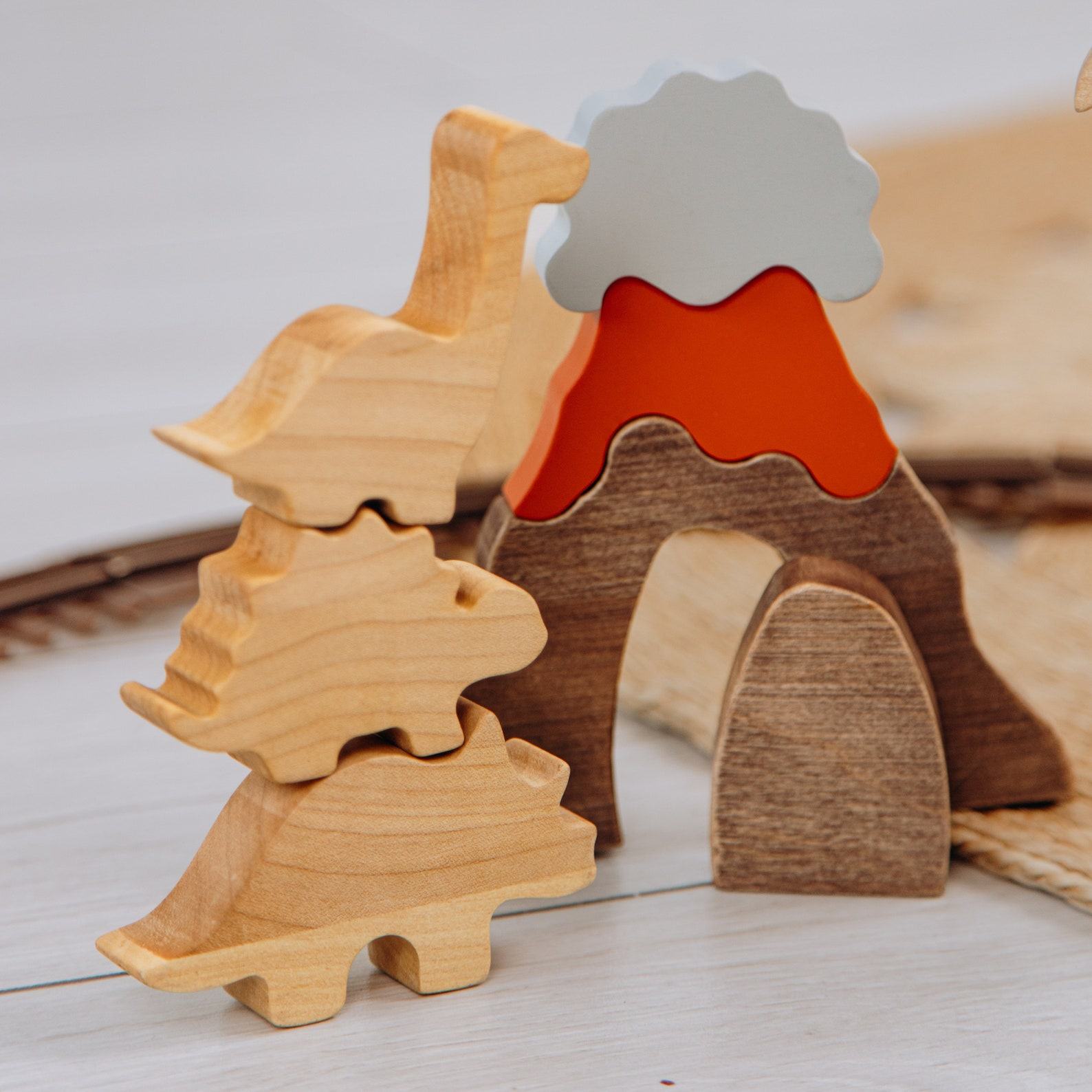 Jungle Adventure Wooden Playset  Handmade Educational Toy for Toddlers & Babies