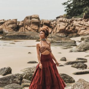 Keela Maxi Skirt Sustainable Style with Pockets in Vibrant Rust