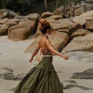 Keela Maxi Skirt Sustainable Style with Pockets in Vibrant Rust