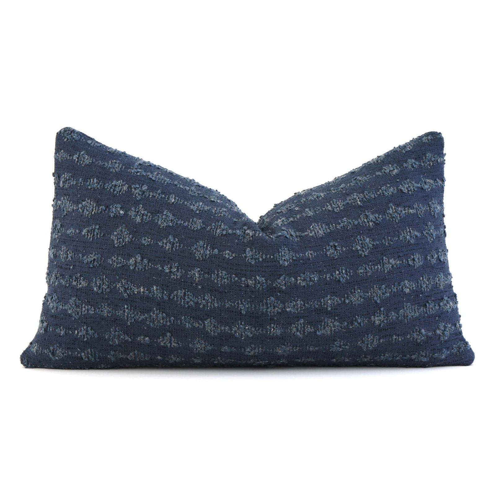 Kelly Wearstler Serai Boucl Midnight Blue Throw Pillow Cover Elevate Your Home Dcor with Designer Style
