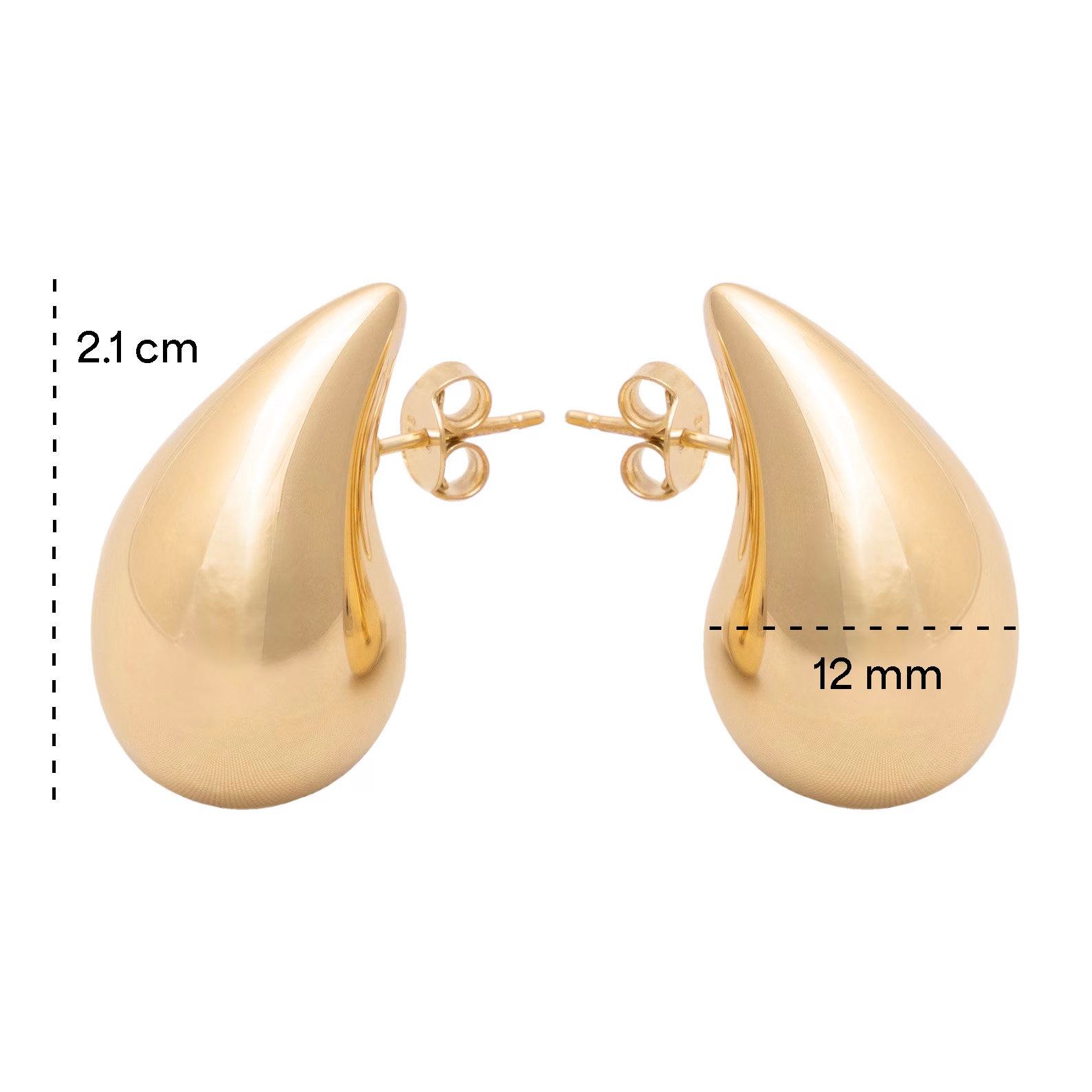 Kendall Drop Dome Earrings Solid Gold K14 Chunky Stud Earrings, A Timeless Item for Her