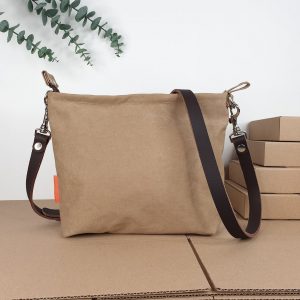 Khaki Canvas Crossbody Bag Lightweight, Durable, and Stylish