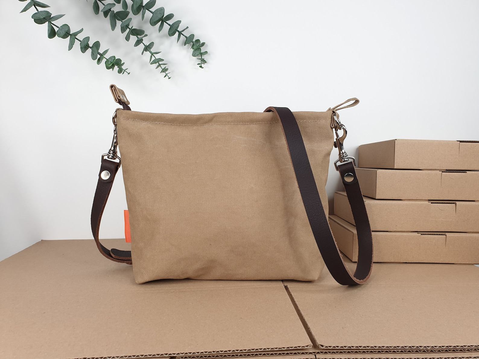 Khaki Canvas Crossbody Bag Lightweight, Durable, and Stylish - Image 2