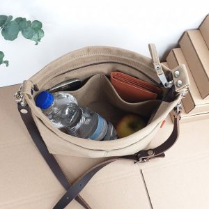 Khaki Canvas Crossbody Bag Lightweight, Durable, and Stylish