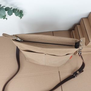 Khaki Canvas Crossbody Bag Lightweight, Durable, and Stylish