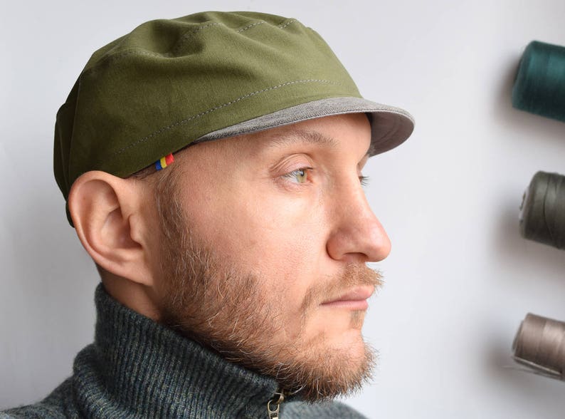 Khaki Cycling Cap Army Style with a Twist for Him (Extra Small Sizes Available)