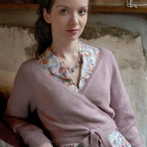Knitting Pattern Cropped Wrap Cardi with Long Sleeves and Ties