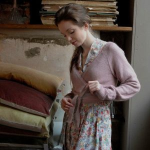 Knitting Pattern Cropped Wrap Cardi with Long Sleeves and Ties