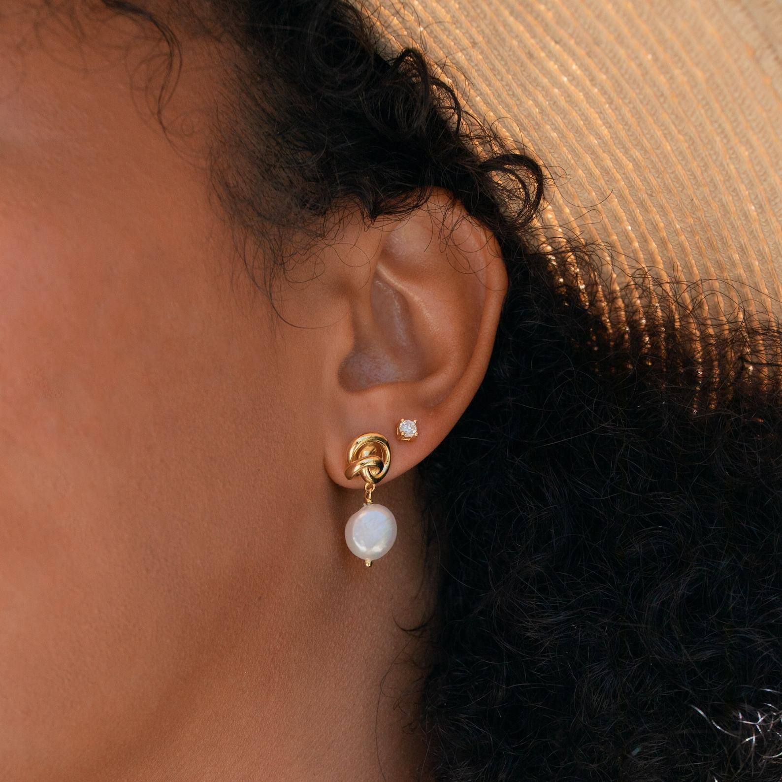 Knot Pearl Drop Earrings Timeless Elegance for Brides and Moms