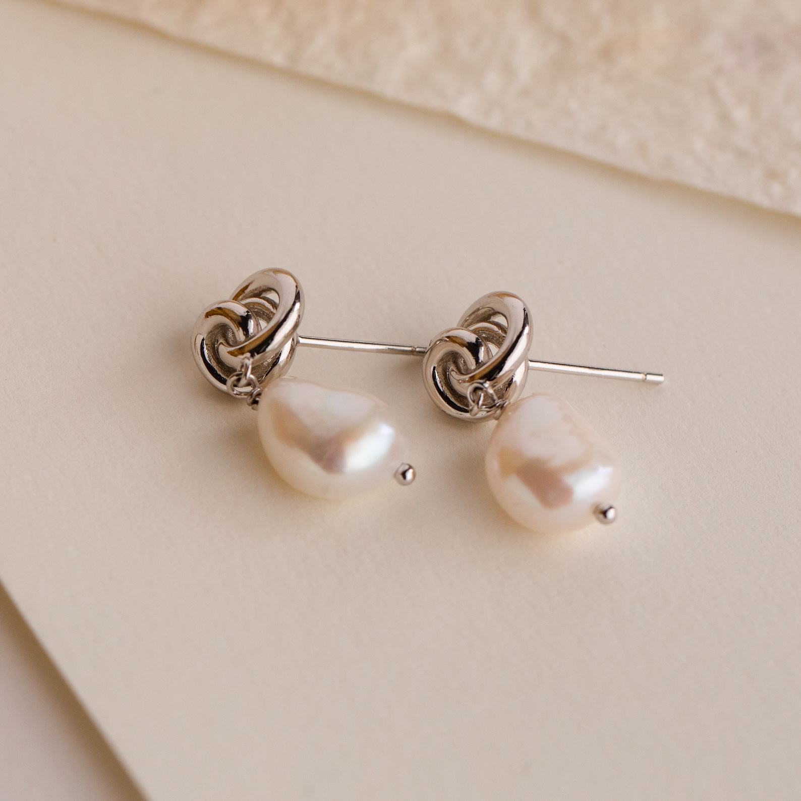 Knot Pearl Drop Earrings Timeless Elegance for Brides and Moms