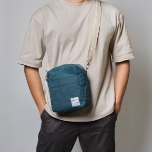 Koala 208 Teal Lightweight Waxed Canvas Crossbody Bag for Men, Interesting  Personalized Item