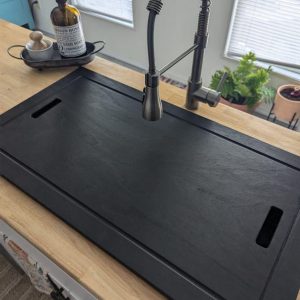 Large Black Hardwood Sink Cover Cutting Board – Modern Kitchen Decor & Present