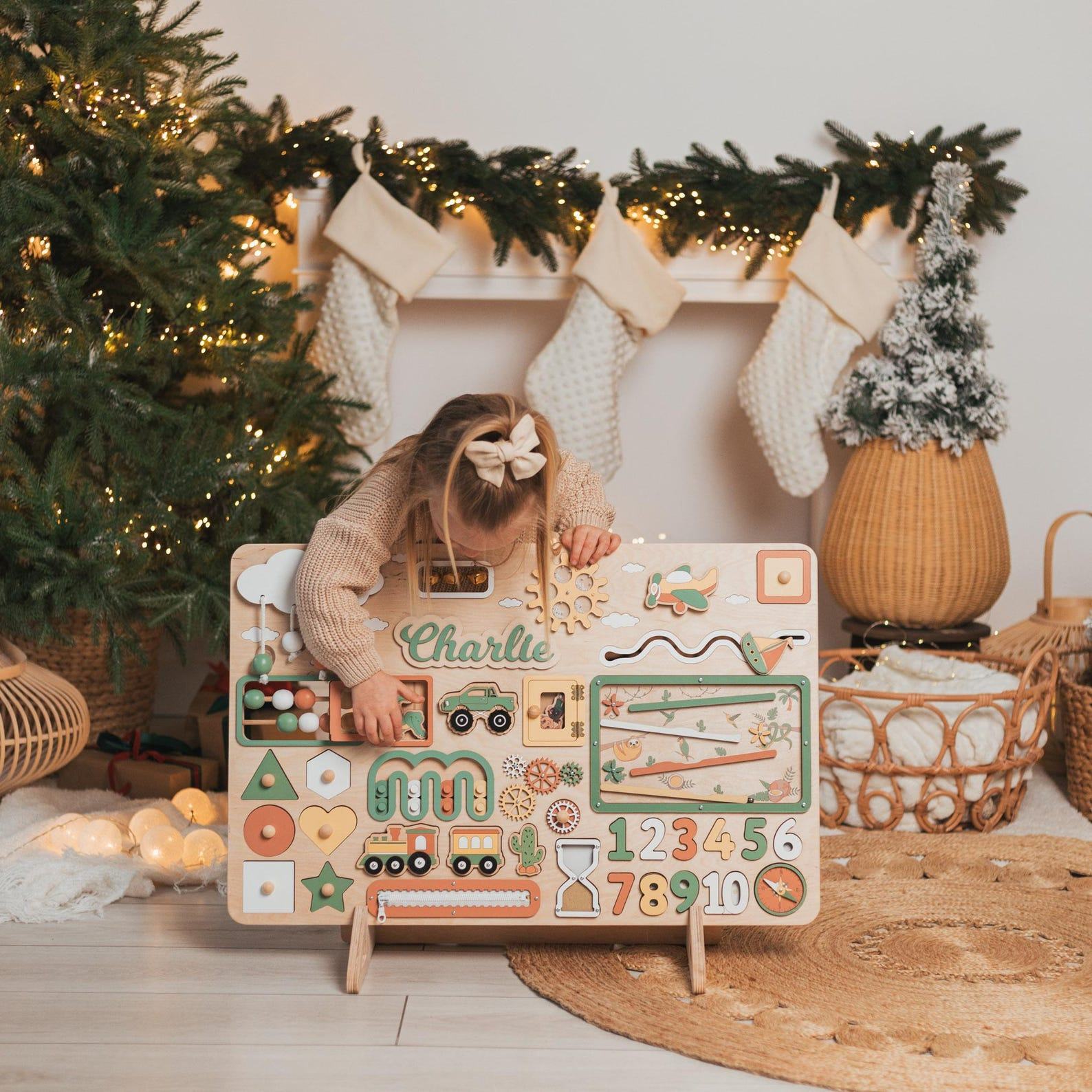 Large Sea Life Busy Board – Personalized Name Puzzle Activity Toy for Toddlers | Baby Shower & Birthday Present