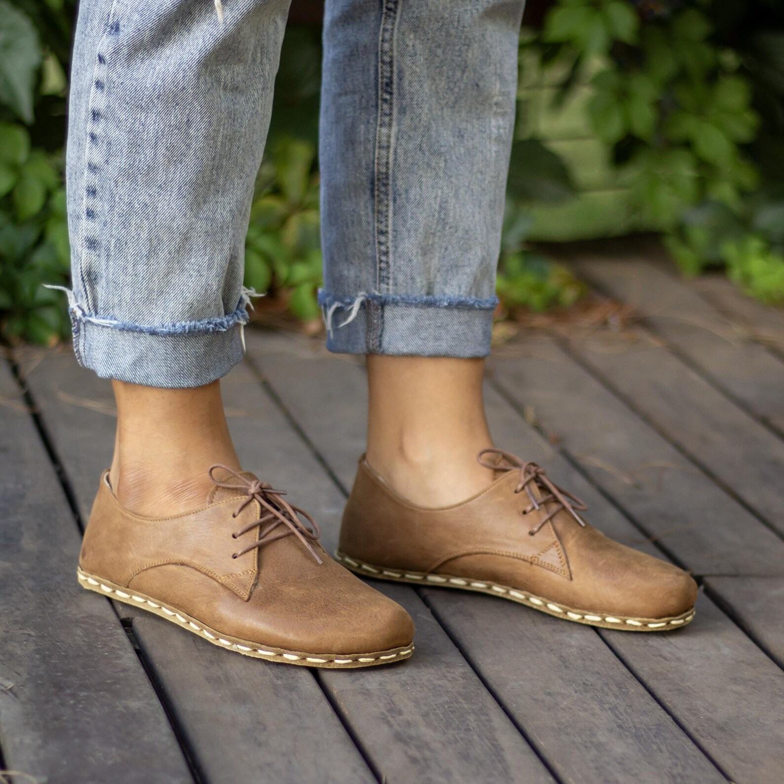 Leather Barefoot Shoes Women  Copper Grounding, Minimalist Zero Drop – Matte Brown