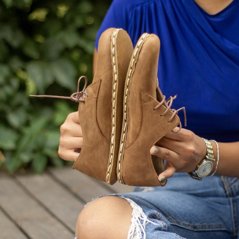 Leather Barefoot Shoes Women  Copper Grounding, Minimalist Zero Drop – Matte Brown