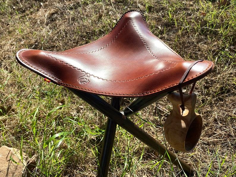 LEGS NOT INCLUDED! Premium Leather Camp Stool for Bushcraft Adventures