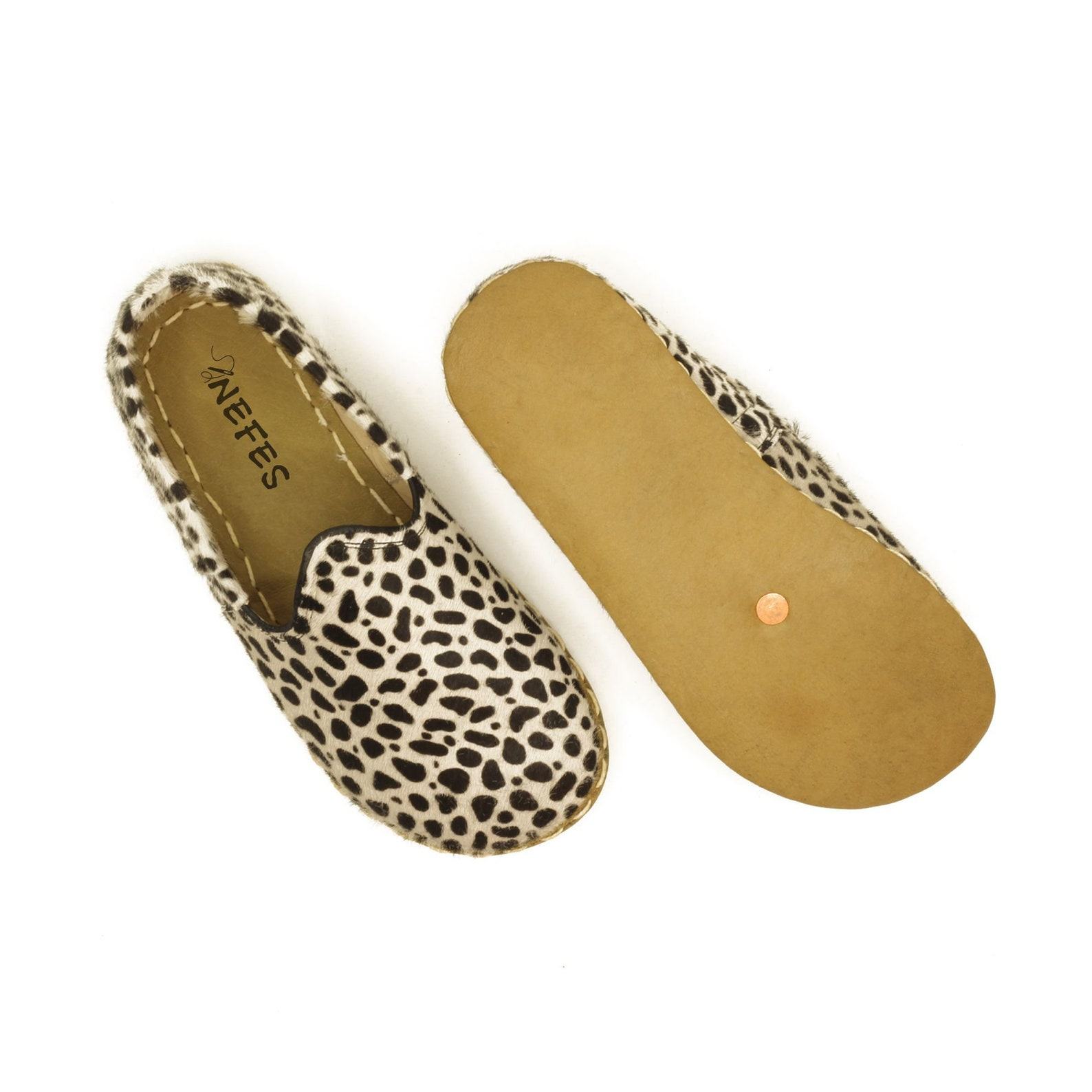 Leopard Print Barefoot Shoes Women – Handmade Leather Grounding Walkers