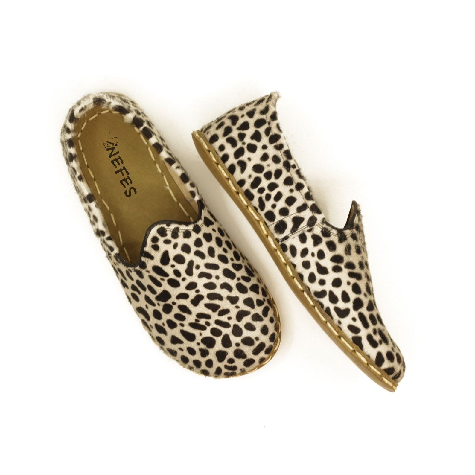Leopard Print Barefoot Shoes Women – Handmade Leather Grounding Walkers