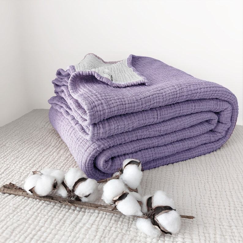 Lilac Dream Pure Cotton Gauze Throw for Cozy Comfort