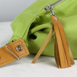 Lime Green Canvas Hobo Bag with Brown Leather Accents The Perfect Everyday Purse