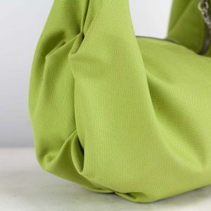 Lime Green Canvas Hobo Bag with Brown Leather Accents The Perfect Everyday Purse