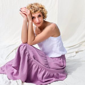 Linen Tiered Skirt Effortless Style with Elasticated Waist | OFFON CLOTHING