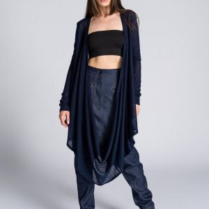 Long-Sleeve Top with Flowing Draped Front A92315