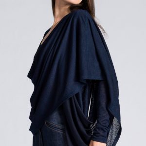 Long-Sleeve Top with Flowing Draped Front A92315