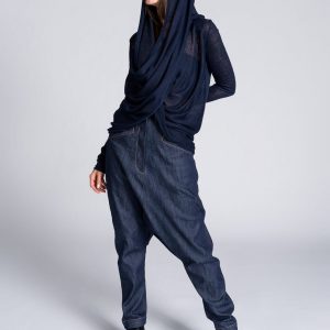 Long-Sleeve Top with Flowing Draped Front A92315