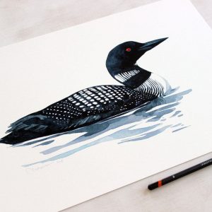Loon Art Print Tranquil Watercolor Serenity for Coastal and Lakehouse Ambiance